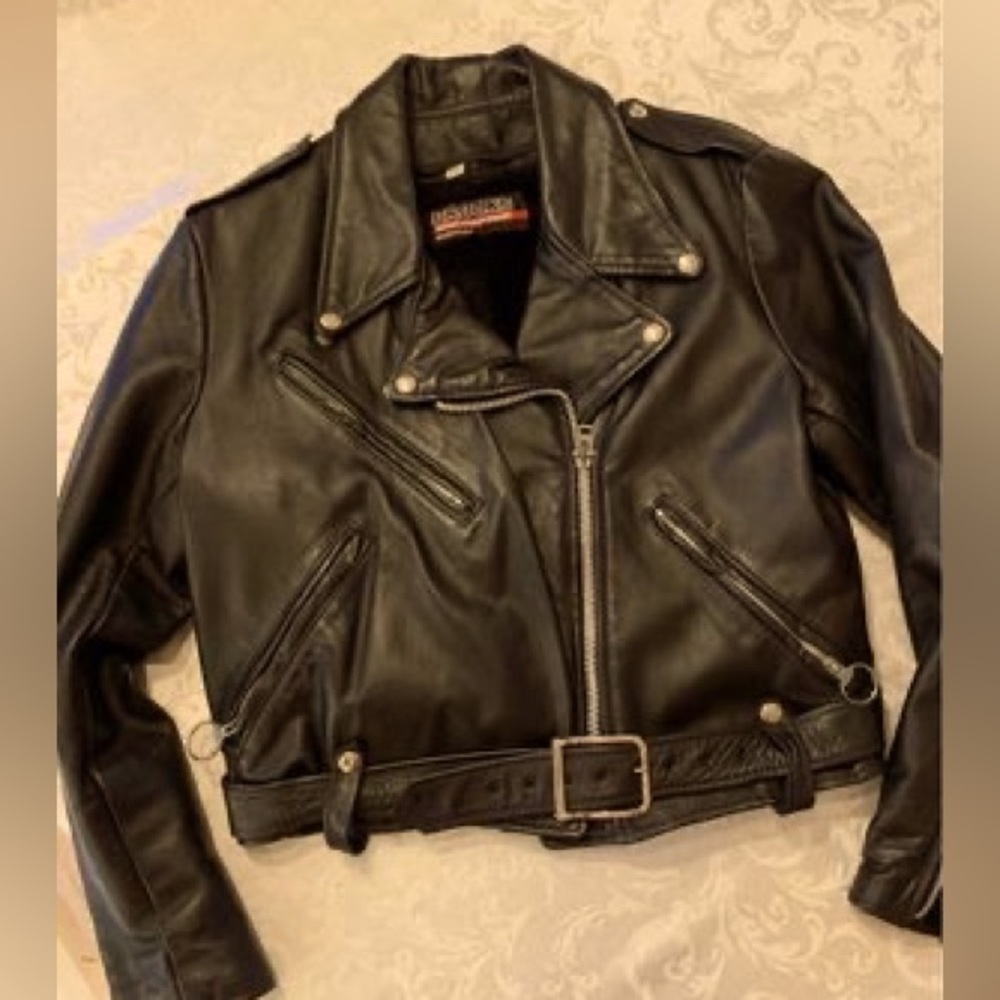 Brooks Leather women’s small (size 14) motorcycle jacket, made in USA in Detroit